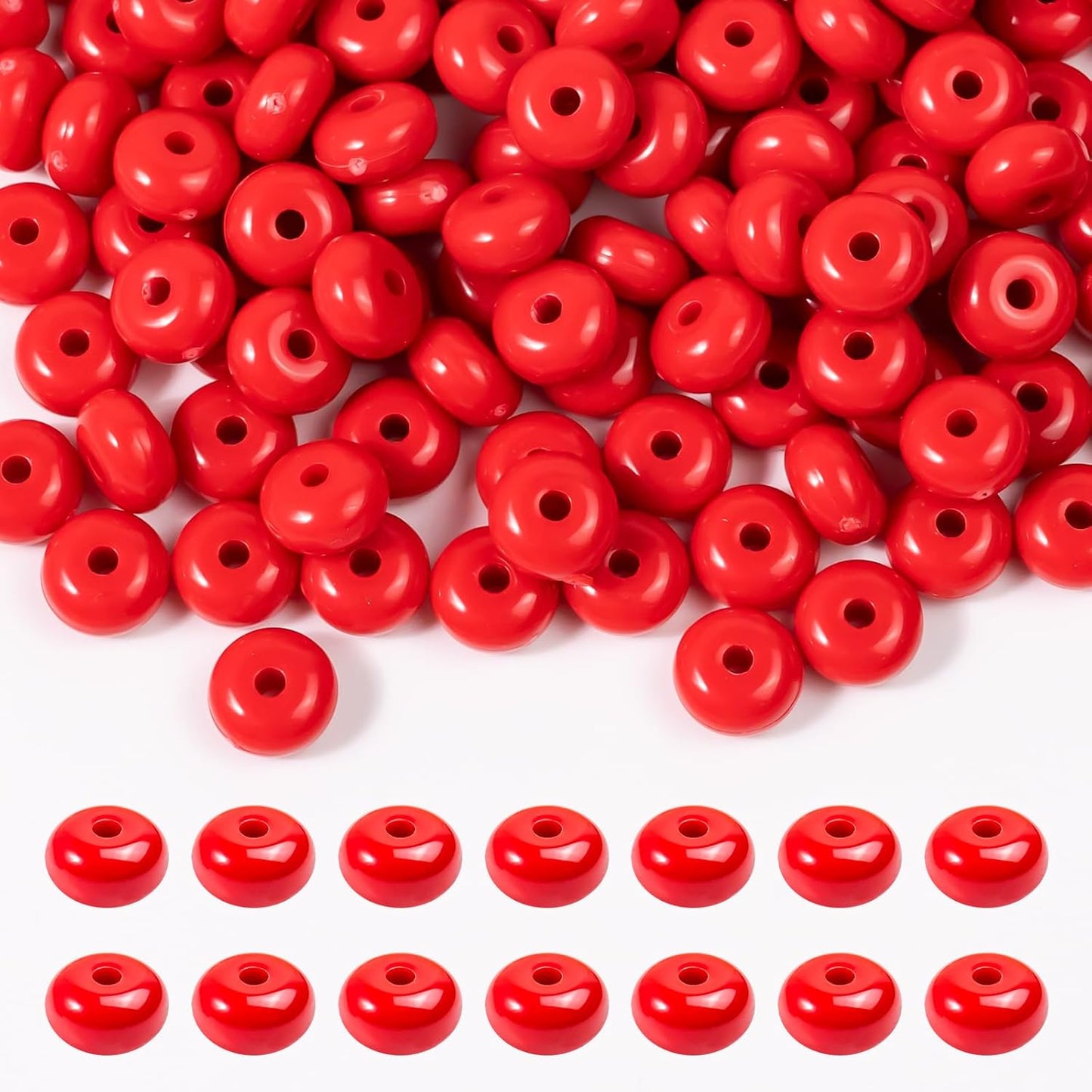 500PCS 8mm Acrylic Lentil Beads, White Abacus Beads Loose Beads for Crafts, Acrylic Spacer Beads for Jewelry Bracelet Necklace Making, Beads for Pens Charms Crafts, Small