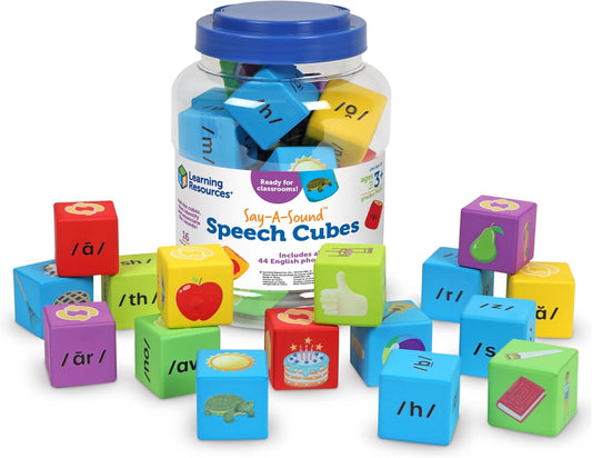 Learning Resources Say-a-Sound(TM) Speech Cubes, Preschool Learning Activities, ABC Flash Cards, Speech Therapy Toys, Gifts For Kids, Ages 3+, 16 Pieces