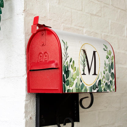 Tiamon Monogrammed L Mailbox Covers Magnetic Eucalyptus Welcome Letter Box Wrap Standard Size 21x18 Inch Spring Summer Leaves Mailbox Decor Eucalyptus Letter Numbers Decoration for Outdoor Garden Yard