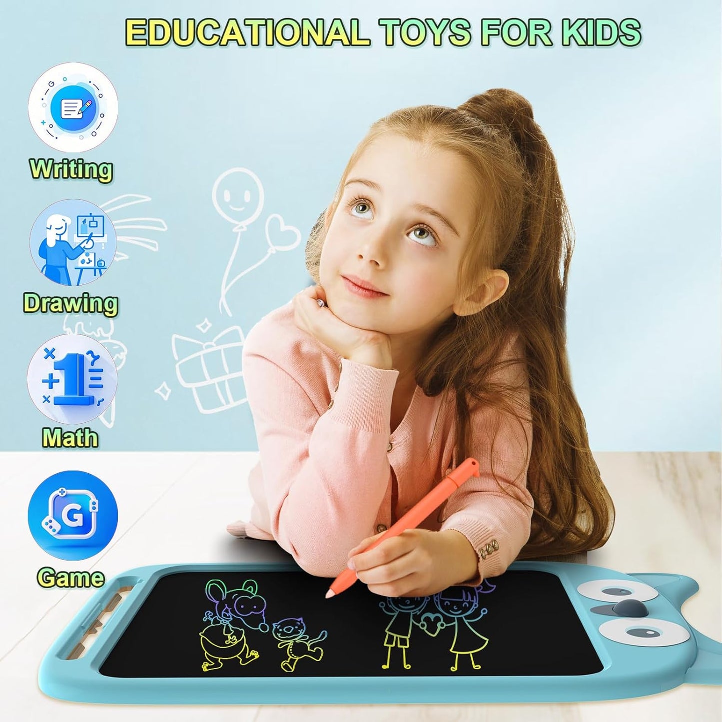 10 Inch LCD Writing Tablet, Erasable Doodle Board Toy, Cute Lion Drawing Pad for Kids Ages 2-6 - Educational Christmas Birthday Gift (Lion)