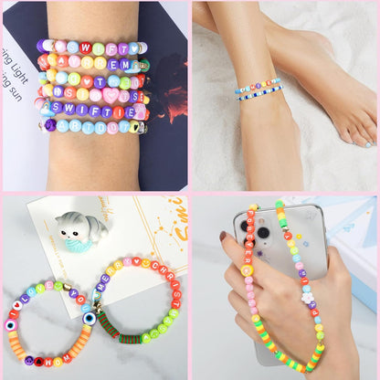 ARTDOT 800 Pieces Assortment Letter Beads for Friendship Bracelets Making Kit, 28 Styles Jewelry Making Supplies Alphabet Beads Set Preppy Crafts Art