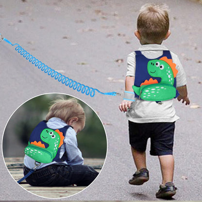 3 in 1 Toddler Harness Leash + Baby Anti Lost Wrist Link, Accmor Cute Dinosaur Child Safety Harness Tether, Kids Walking Wristband Assistant Strap Belt for Parent Boys Outdoor Activity (Black)
