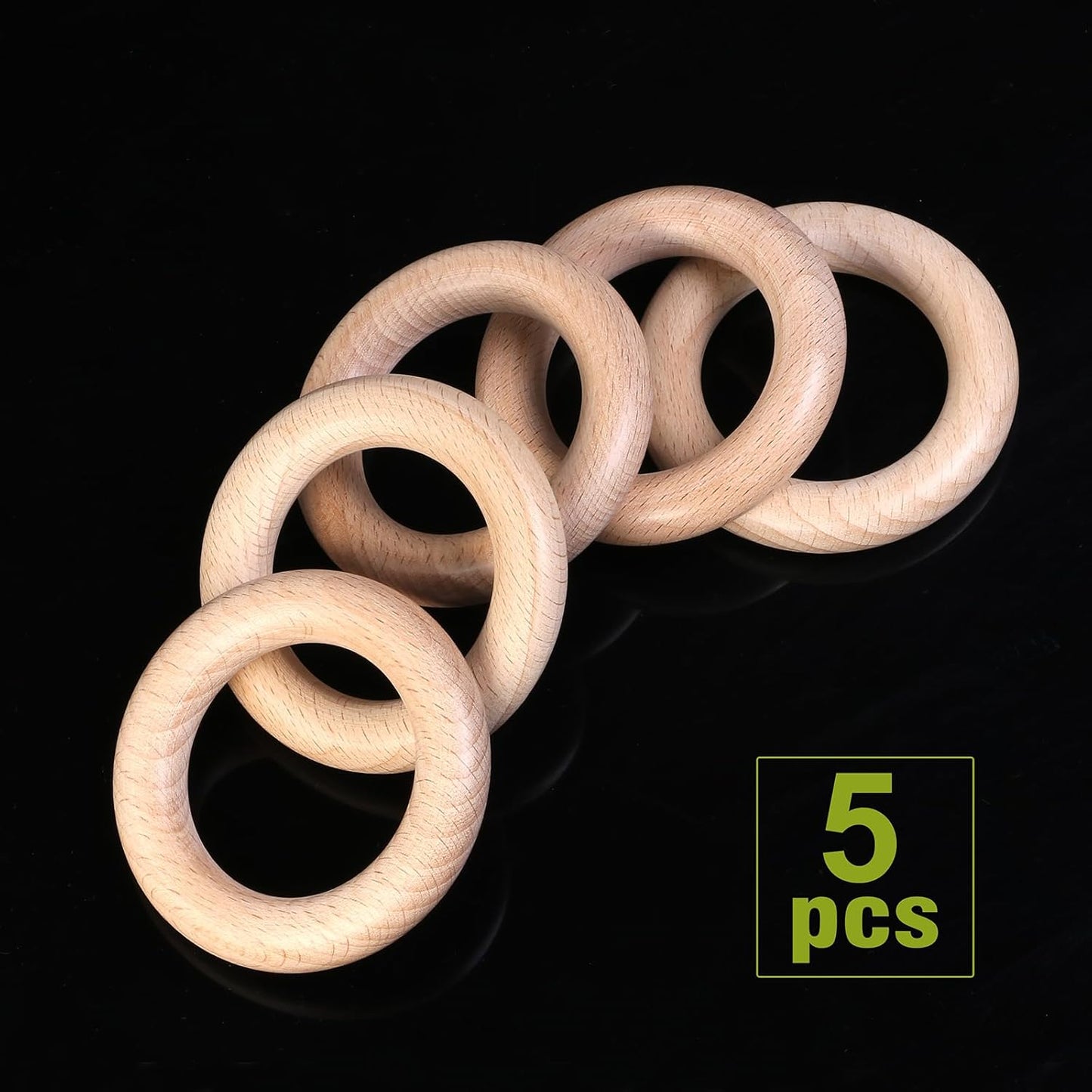 FoDau770 5pcs Natural Beech Wooden Rings, Unfinished Solid Wood Rings Heavy Duty Wood Circles, Macrame Craft Circles for Party, Home Decor & DIY Making - Outer Diameter: 3 Inch