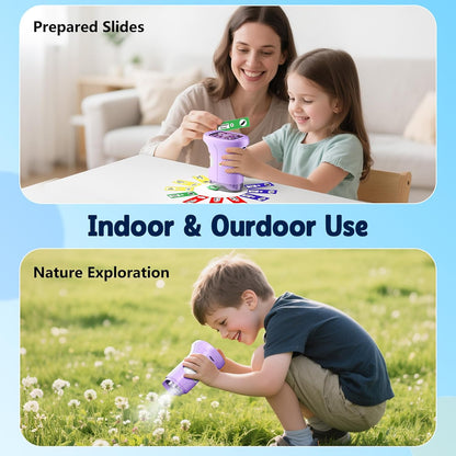 Odatay 4K 1000X Digital Microscope for Kids with Long Distance Viewing & 2.4" Screen, Portable Handheld Edu Toys for Kids Age 3-12 Exploring Bugs Plants at Home Classroom & Outdoor Travel, Yellow