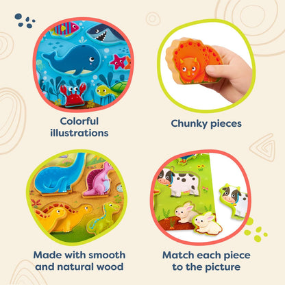 B. toys – Peek & Explore – School BusChunky Puzzle for Toddlers,Educational & Developmental Toys for Kids – 2+ Years