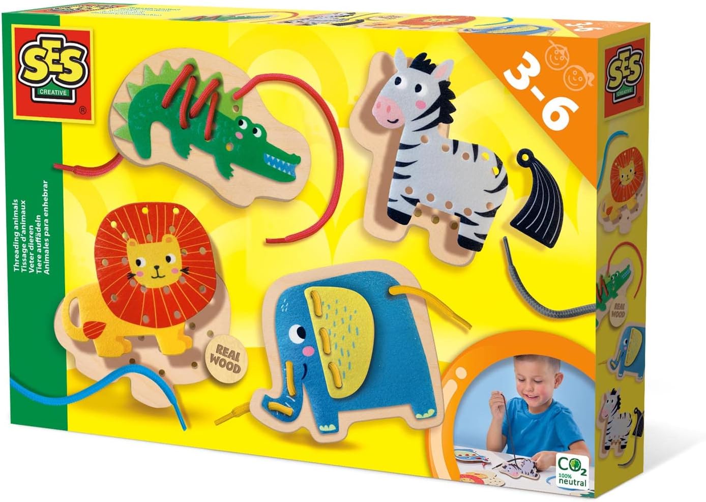SES Creative 14487 My First - Lacing Wooden Animal Beads