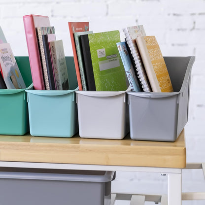 ECR4Kids Linking Plastic Storage Book Bin, Multipurpose Organization, Neon Purple, 10-Piece
