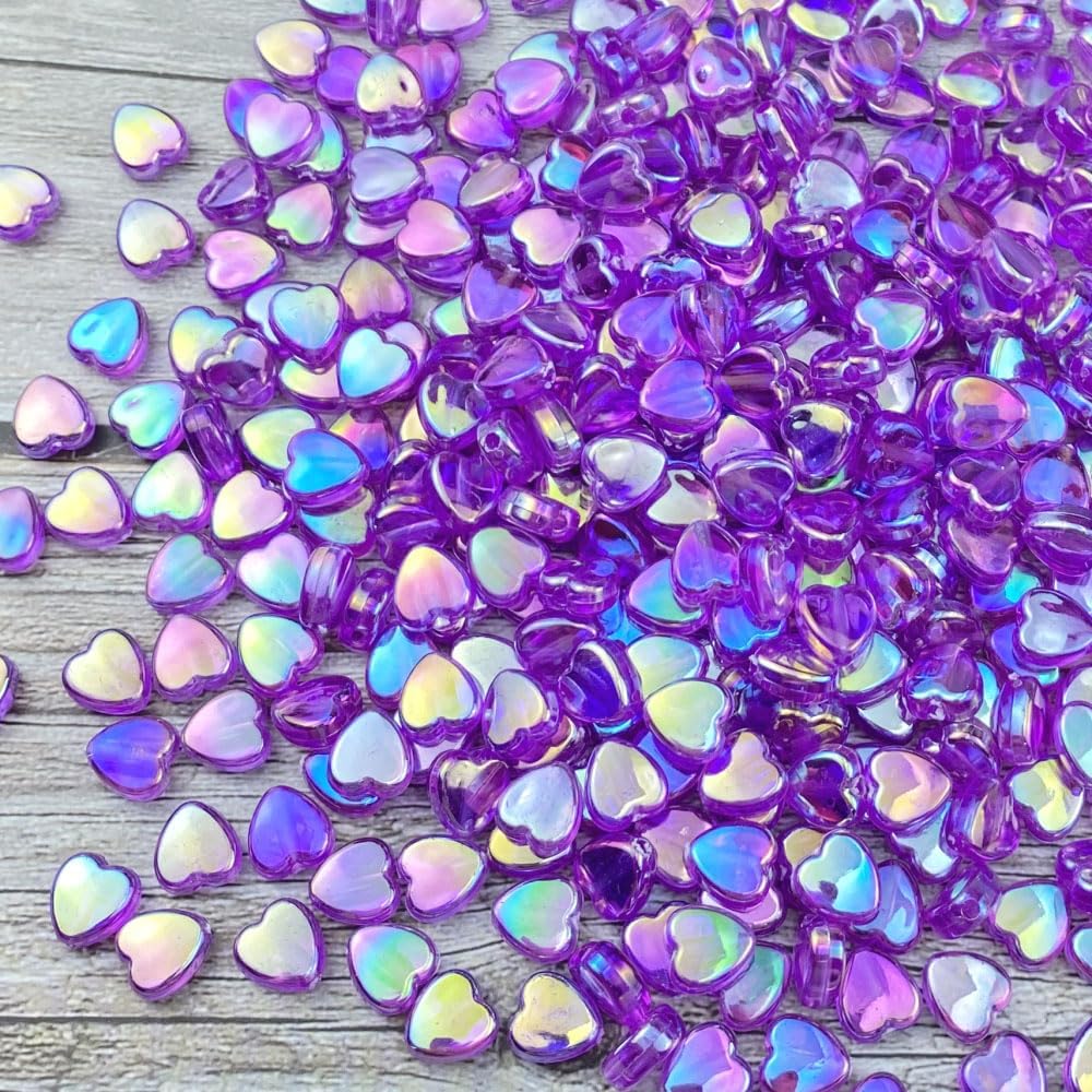 400 PCS Acrylic Heart Shape Beads AB Colors Heart Pony Spacer Beads for Jewelry Making DIY Bracelet Earring Necklace Key Chains(Deep Pink)
