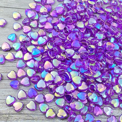400 PCS Acrylic Heart Shape Beads AB Colors Heart Pony Spacer Beads for Jewelry Making DIY Bracelet Earring Necklace Key Chains(Deep Pink)