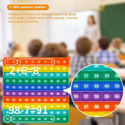 Interactive 12x12 Multiplication Pop Board - STEM Sensory Math Toy with Poppable Bubbles, Classroom & Homeschool Learning Game, Multiplication Table Chart for Kids, Stress Relief Tool, CPC Certified