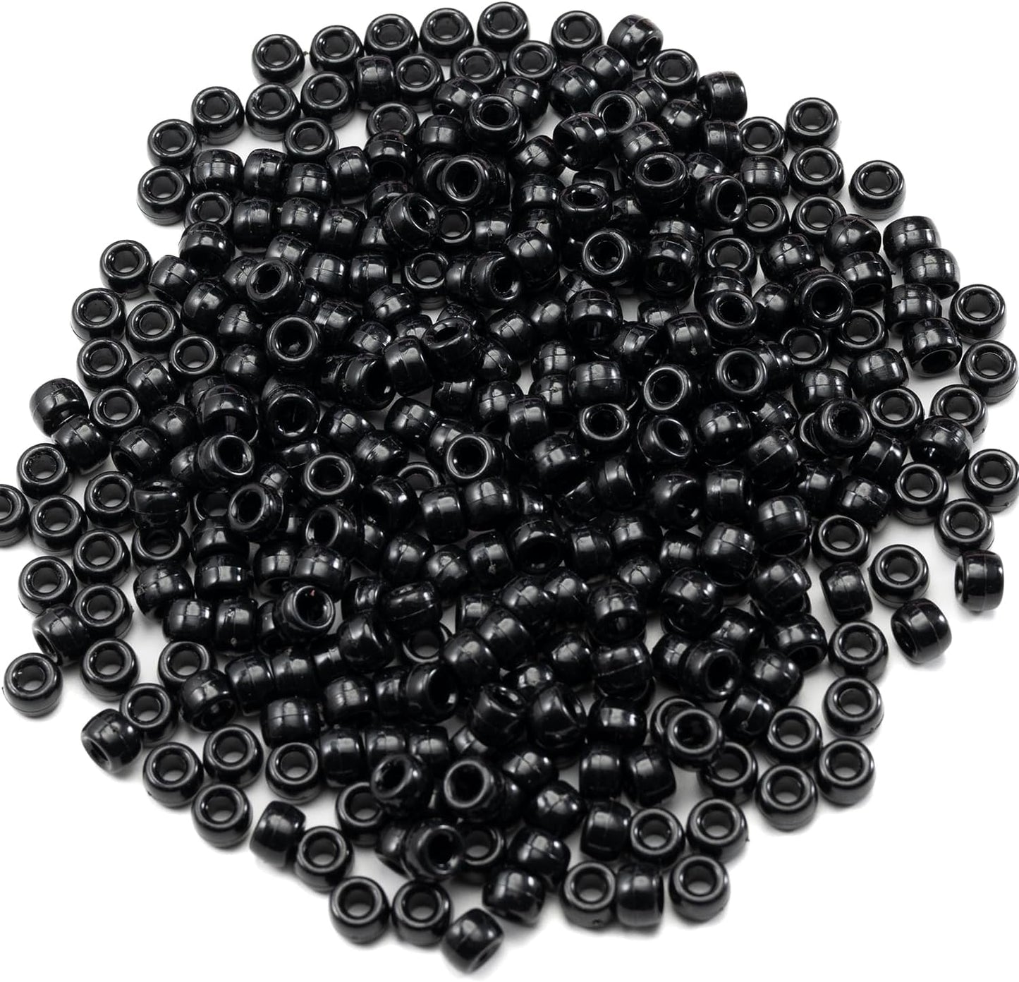 Gxueshan 1000 Pcs Acrylic Black Pony Beads 6x9mm Large Hole Pen Hair Kandi Beads Bulk for Friendship Bracelet Necklace Jewelry Making Earring Braiding Kit