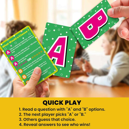 QUOKKA Board Games for Kids 8-12 – Family Games for Kids and Adults – What Would You Choose – 500+ Questions – Original Edition – Fun Card Game for Family Night