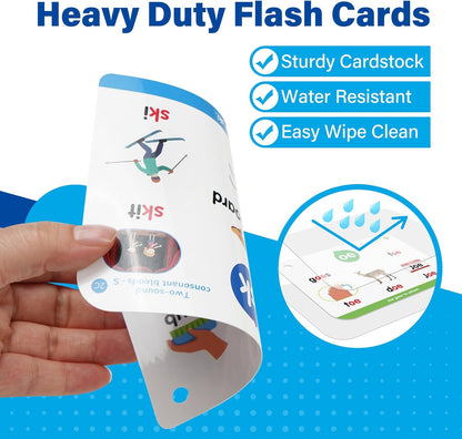 Phonics Flash Cards, 76 Cards 24 Principles, Learn to Read Phonics Games, CVC Digraphs Blends Long Vowel Sounds, Classroom Homeschool Educational Toys for Kids Ages 4-8 Kindergarten 1st 2nd Grade