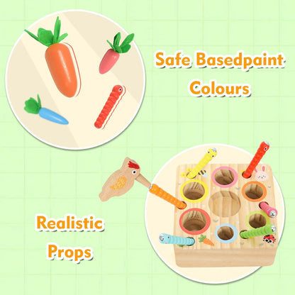 Ancaixin Montessori Toys for Babies 6-12 Months, Wooden Toys for 1 Year Old Boys and Girls, Educational Carrot Harvest Toy for Toddlers, Shape Sorting Matching Puzzle, Developmental Birthday Gifts