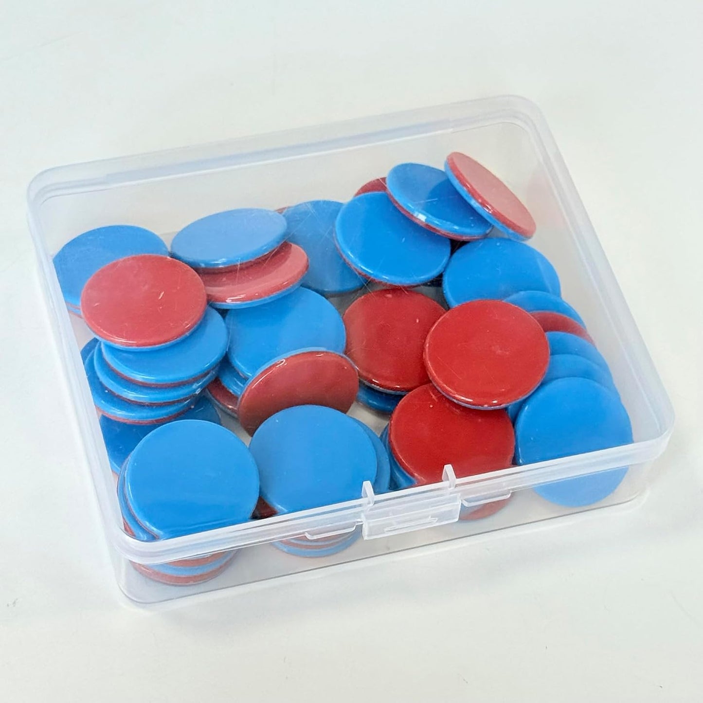 50-Piece Reversible Counting Chips Set with Storage Box, Red & Blue Plastic Math Manipulatives for Hands-On Learning