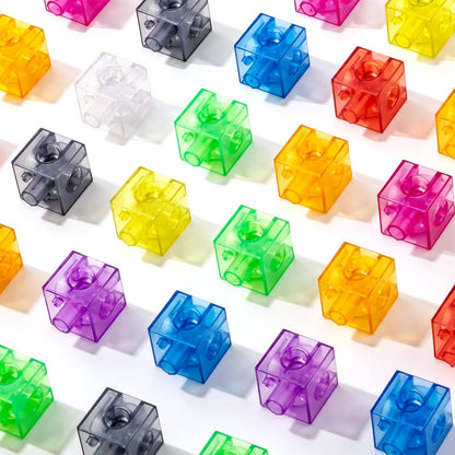100 Pcs Math Linking Cubes with 384 Cartoon Stickers - STEM Counting Cubes & Math Manipulatives for Kids, Learning Activities for Kindergarten & Elementary School