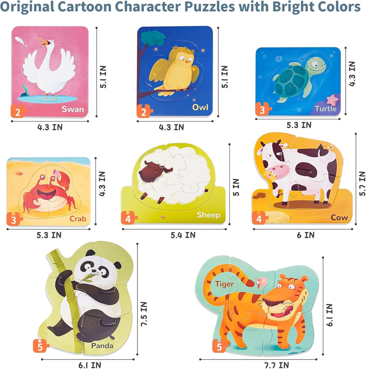TOI Leveled Puzzles for Kids Aged 2.5 and Up, Toddler Puzzle Preschool Learning Jigsaw Puzzles, Large Pieces Educational Game for Boys Girls, Classic Education Step 2