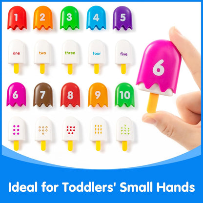 100 Pcs Math Linking Cubes with 384 Cartoon Stickers – Mini Number Pops 1-10 – Essential Counting Cubes for Kids Math Learning and Fun Activities