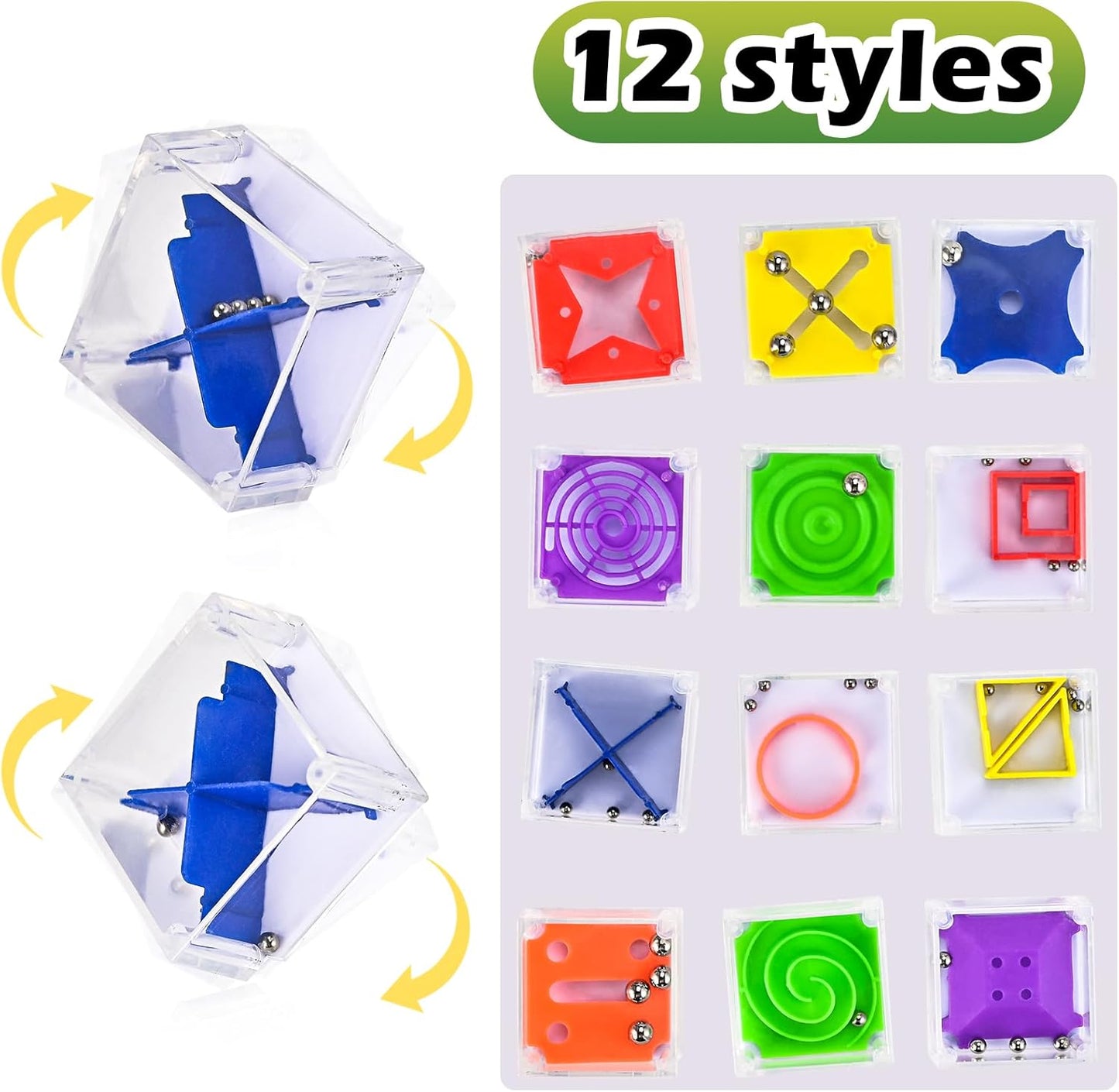 GOLDGE 24 Pcs Balance IQ Maze Game Toy Set - Mini 3D Brain Maze Puzzle Cubes in a Box. Fun Party Favor Games and Ideal Prizes for Kids and Adults