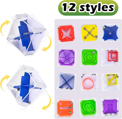 GOLDGE 24 Pcs Balance IQ Maze Game Toy Set - Mini 3D Brain Maze Puzzle Cubes in a Box. Fun Party Favor Games and Ideal Prizes for Kids and Adults