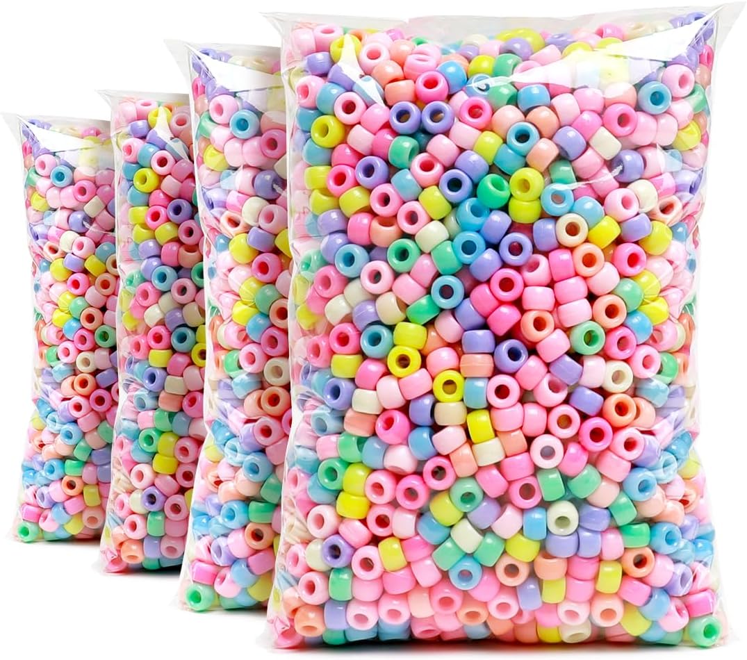 Praisebank 4000pcs Dark Green Pony Beads for Jewelry Making, Crafts, Hair Braids
