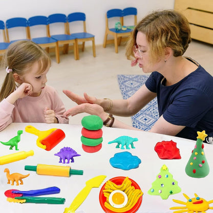 Unleash Creativity with 6 Unique Dino Molds Dough Toys Dough Accessories Set.Ideal as a Gift for Kids Aged 3-4-8 Years