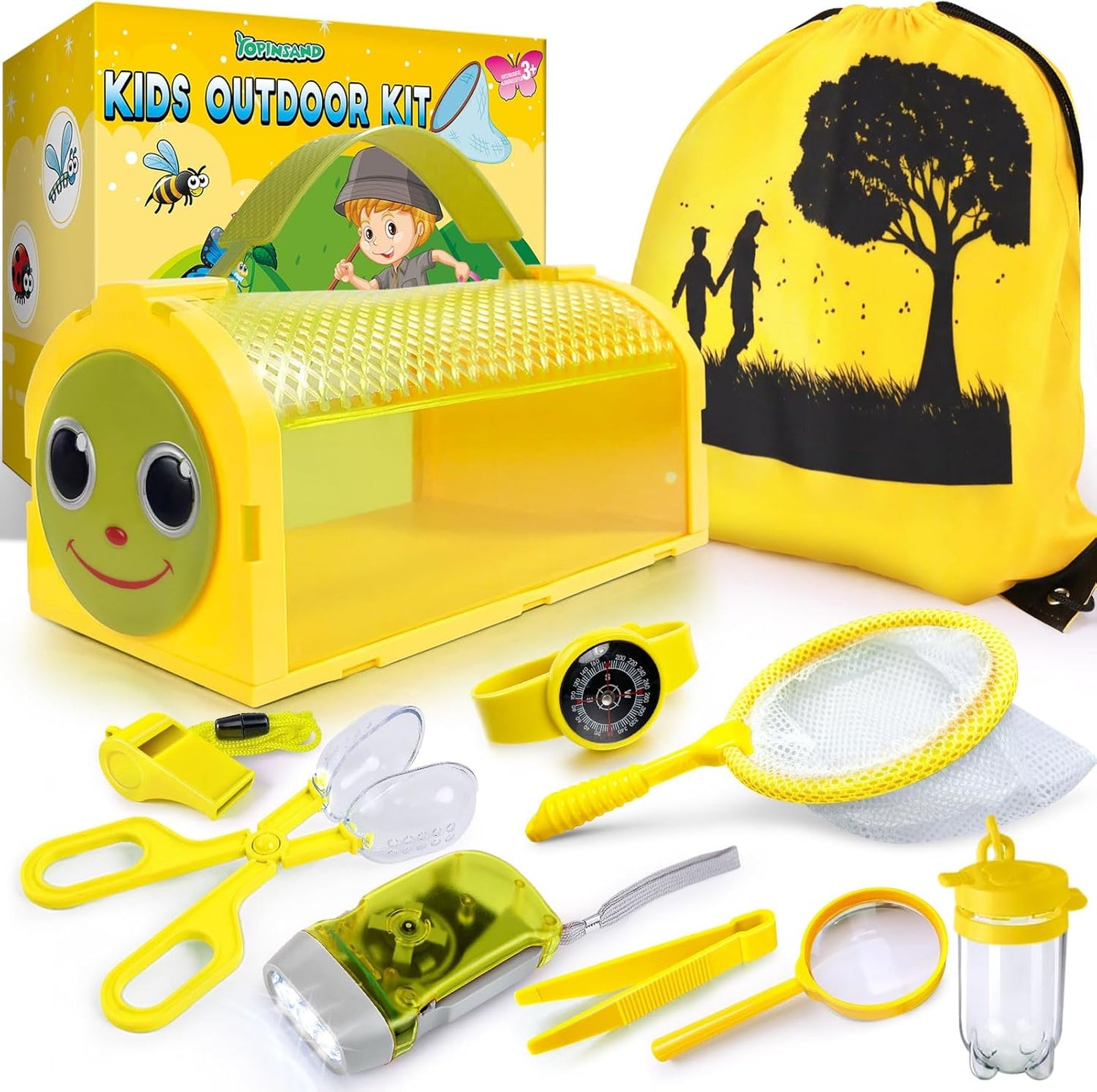Bug Catcher Kit & Outdoor Explorer Kit for Kids, 10 Pcs Bug Catching Kit with Toy Cage, Backpack, Flashlight, Manifying Glass, Toy Net, Outdoor Exploration Toys Gift for Boys Girls 3-12
