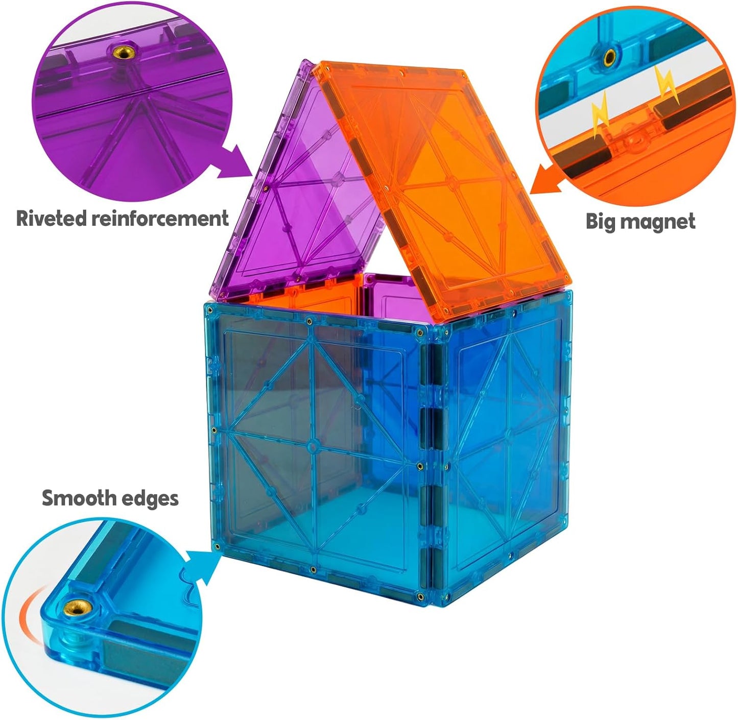 STEM Magnetic Tiles 70PCS Educational Toys for Kids Ages 3-8, Montessori Sensory Magnet Blocks for Toddlers, Classroom & Home Construction Kit