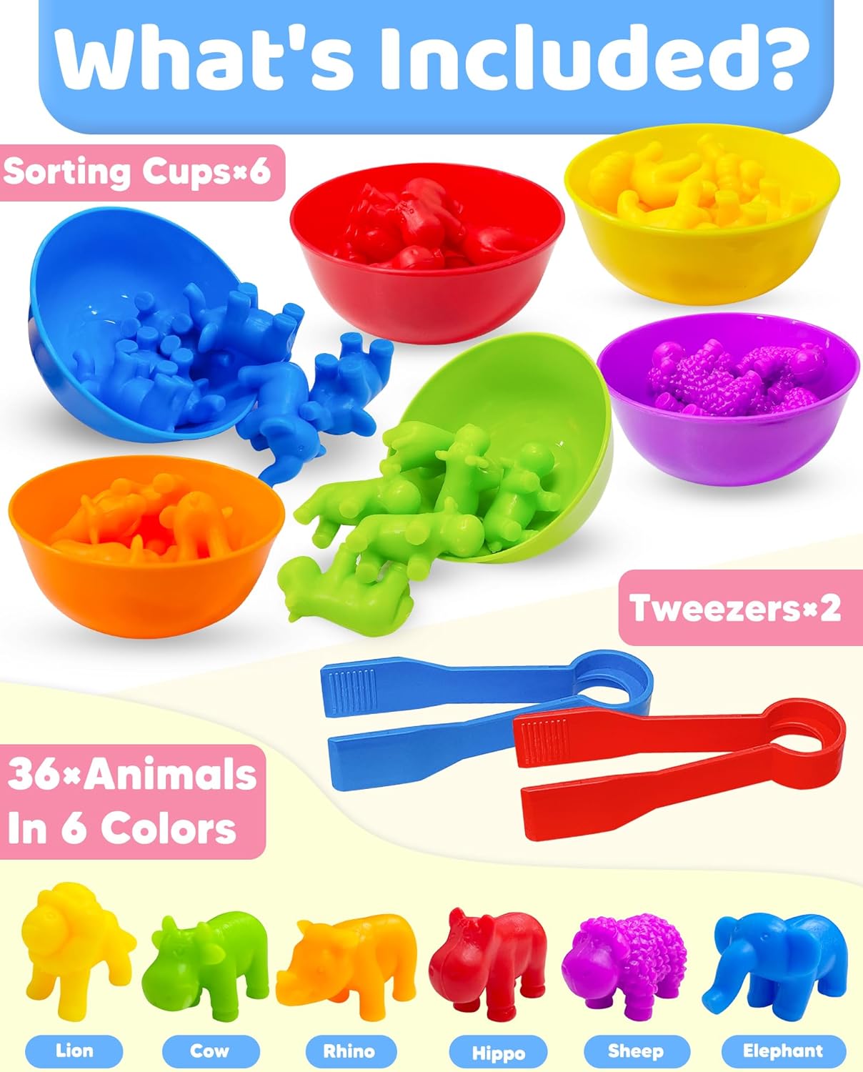 Oomloid Counting Animals Montessori Toys for 3 4 5 Years Old Boys Girls, Preschool Learning Activities Educational Sensory Toys Gifts for Kids Toddlers Ages 3-5, 4-8