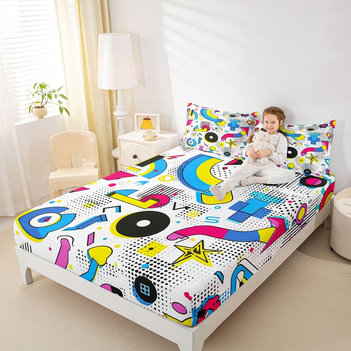 Erosebridal Chemistry Lab Fitted Sheet Twin Size Chemical Equation Bed Sheets for Boys Girls Chemical Elements Science Theme Bed Set Teens Kids Science Students Bedding Set School Dorm Room Decor