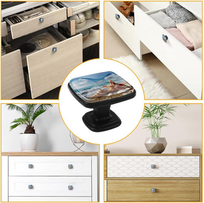 4 Pack Cabinet Knobs Drawer Pulls, 30mm Round ABS Glass Drawer Hardware Growing Butterfly Cabinet Handles with Screws for Dressers Kitchens Cupboard