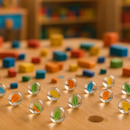 LovesTown 100PCS Glass Marbles Bulk, for Kids Marble Run Game, DIY and Home Decoration