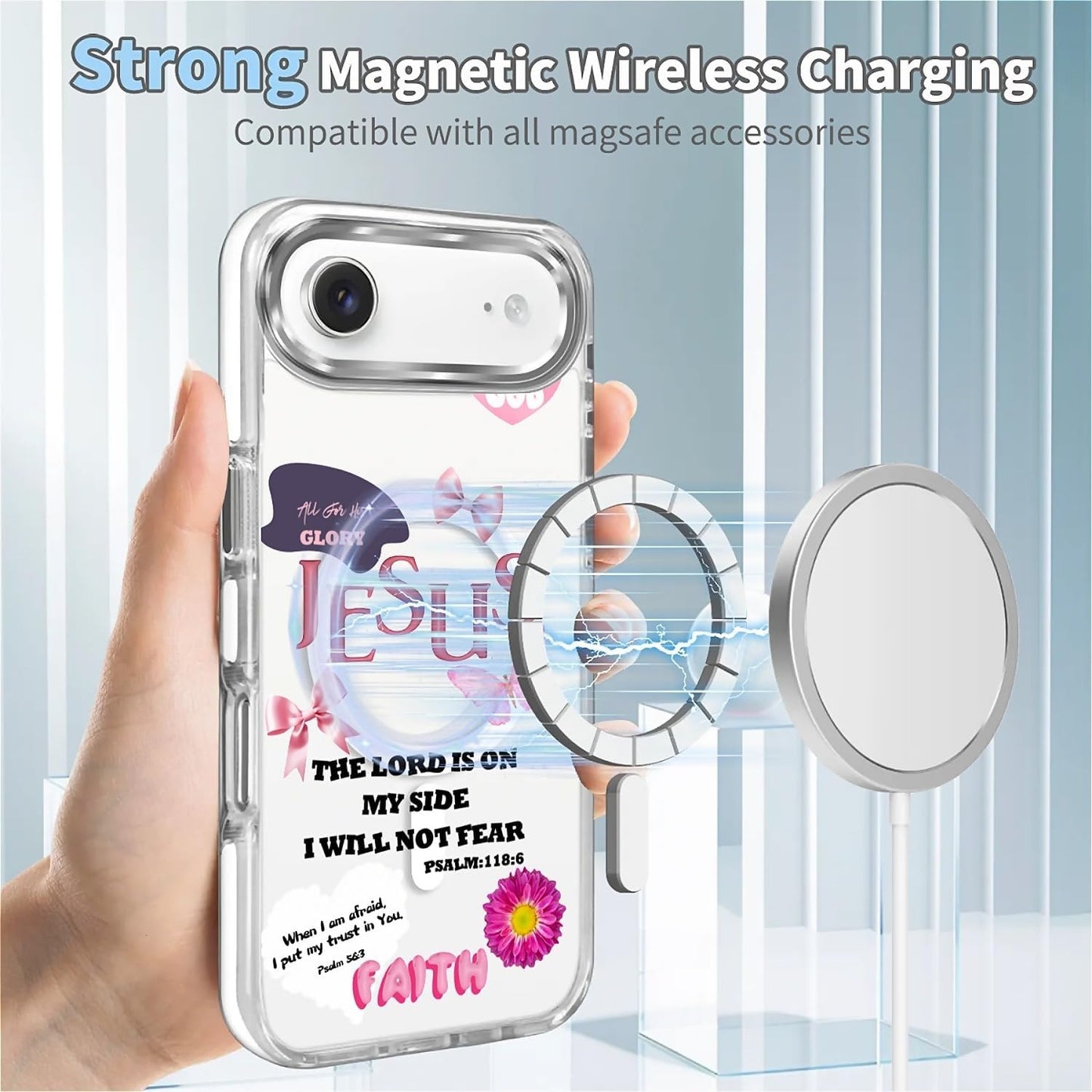 for iPhone 17 Pro Max Case [Compatible with Magsafe],Girls Women Clear Magnetic Case Silicone Shockproof Protective Cover with Pattern Colorful Motivational Letters
