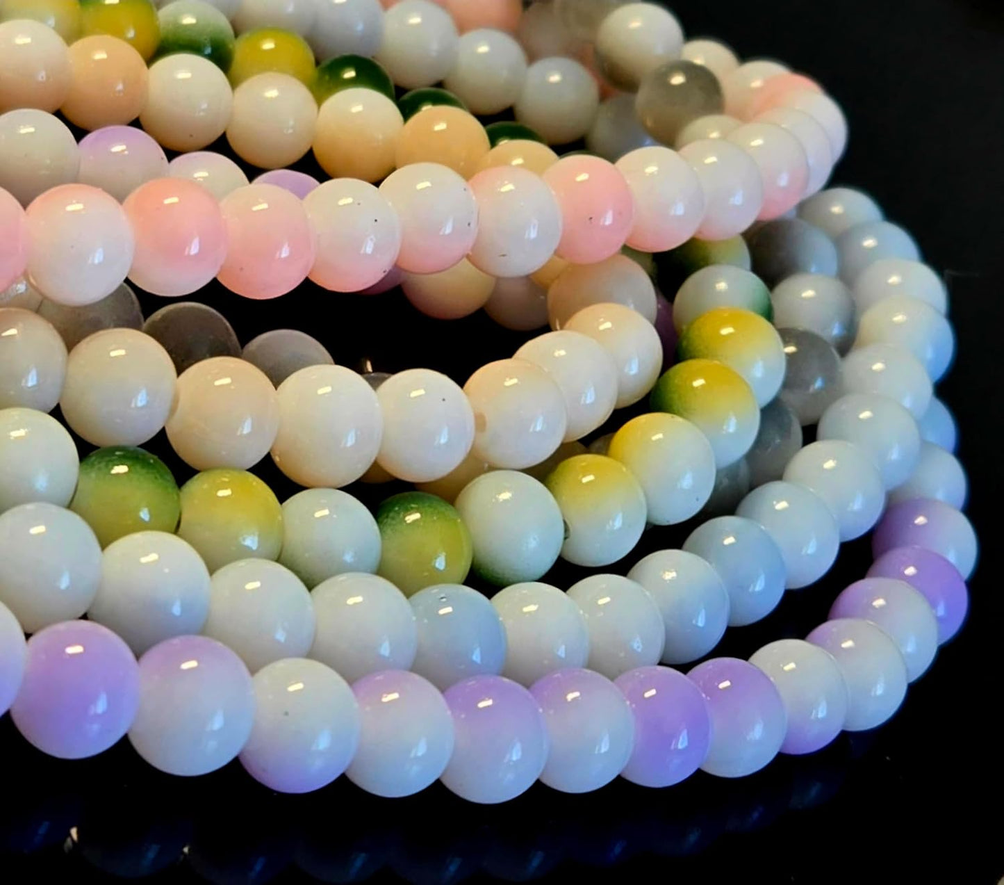 8mm Glass Beads Round Bulk for Bracelet, Glow in Dark Beads, DIY Jewelry Windchime Suncatcher Party Supplies, 300 pcs