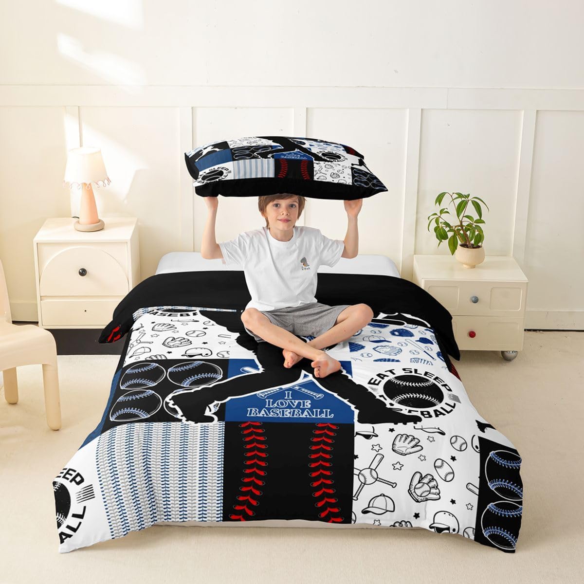 Drum Kit Duvet Cover,Kids Musical Instruments Bedding Set,Rock Music Comforter Cover for Boys Girls Room Decor,Neon Lighting Lightweight Bedspread Cover Twin Size with 1 Pillow Case(No Comforter)