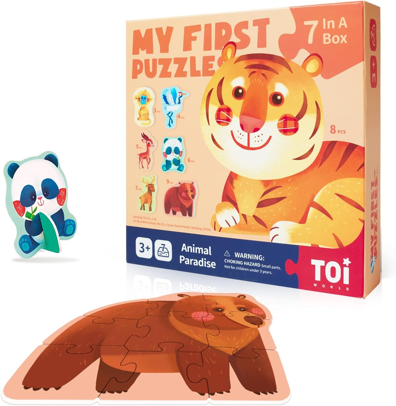 Toi 6 Packs Large Piece Toddler Jigsaw Puzzles for Kids Aged 2.5+, Animal Shaped Floor Puzzles for Beginner, Preschool Learning Game for Boys Girls, Traffic