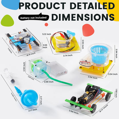 6-in-1 STEM Home Lab Science Kit for Kids Age 8-12, Boys & Girls 9 10 11 13 14 Year Old Educational Adventure Set: Tank & Car Building, Saltwater Generator | Perfect Birthday & Learning Gift for Kids