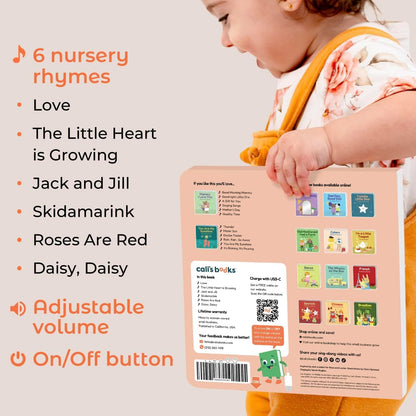 Cali's Books Rock Music Books for Toddlers 1-3 - Singing Button Sound Board Book for 2 Year Old Children, Musical Toddler Rock Songs Toys, 18 Month Interactive Learning Toy, USB-C Rechargeable