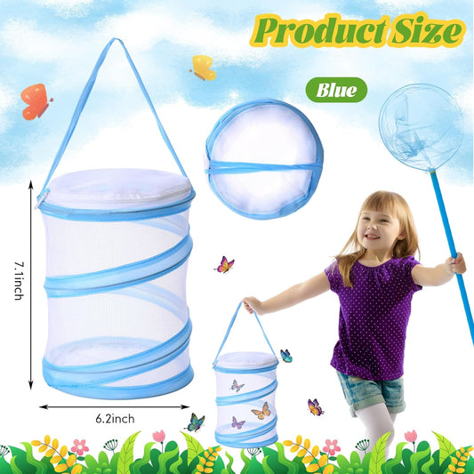 Sherr Mini Butterfly Habitat Cage Clear Mesh Butterfly Net Cage Container Foldable Terrarium, 6.2x7.1inch