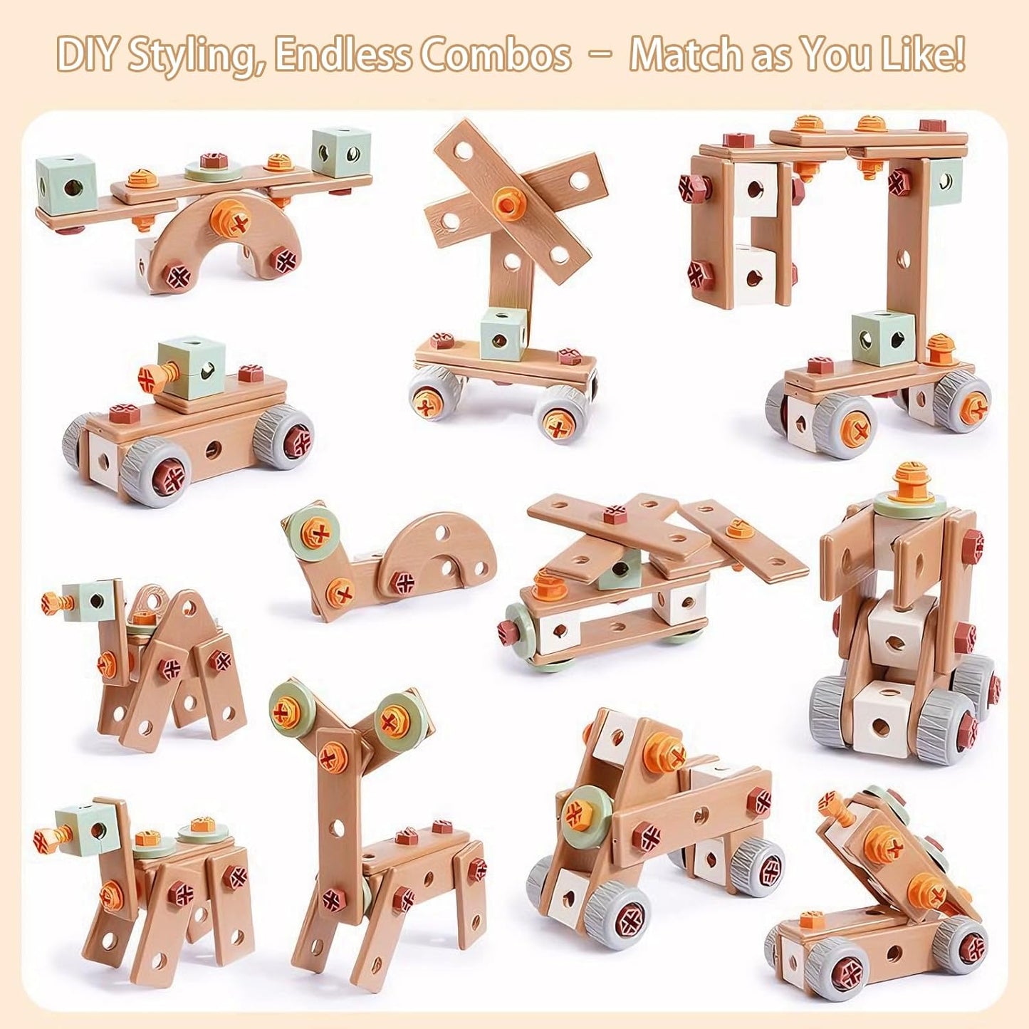 168PCS Kids Tool Set with Toy Drill & Toolbox, STEM Construction Building Toys, Toddler Tool Kit for Kids Boys Girls Ages 3-4-5-6-7-8, Pretend Play Design & Drill Set