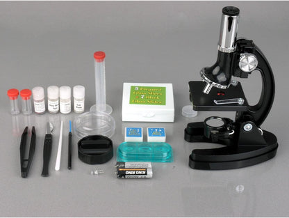 AmScope - 120X-1200X Kids 52 pc Microscope Science Kit + World of The Microscope Book - M30-ABS-KT2-WM - Black