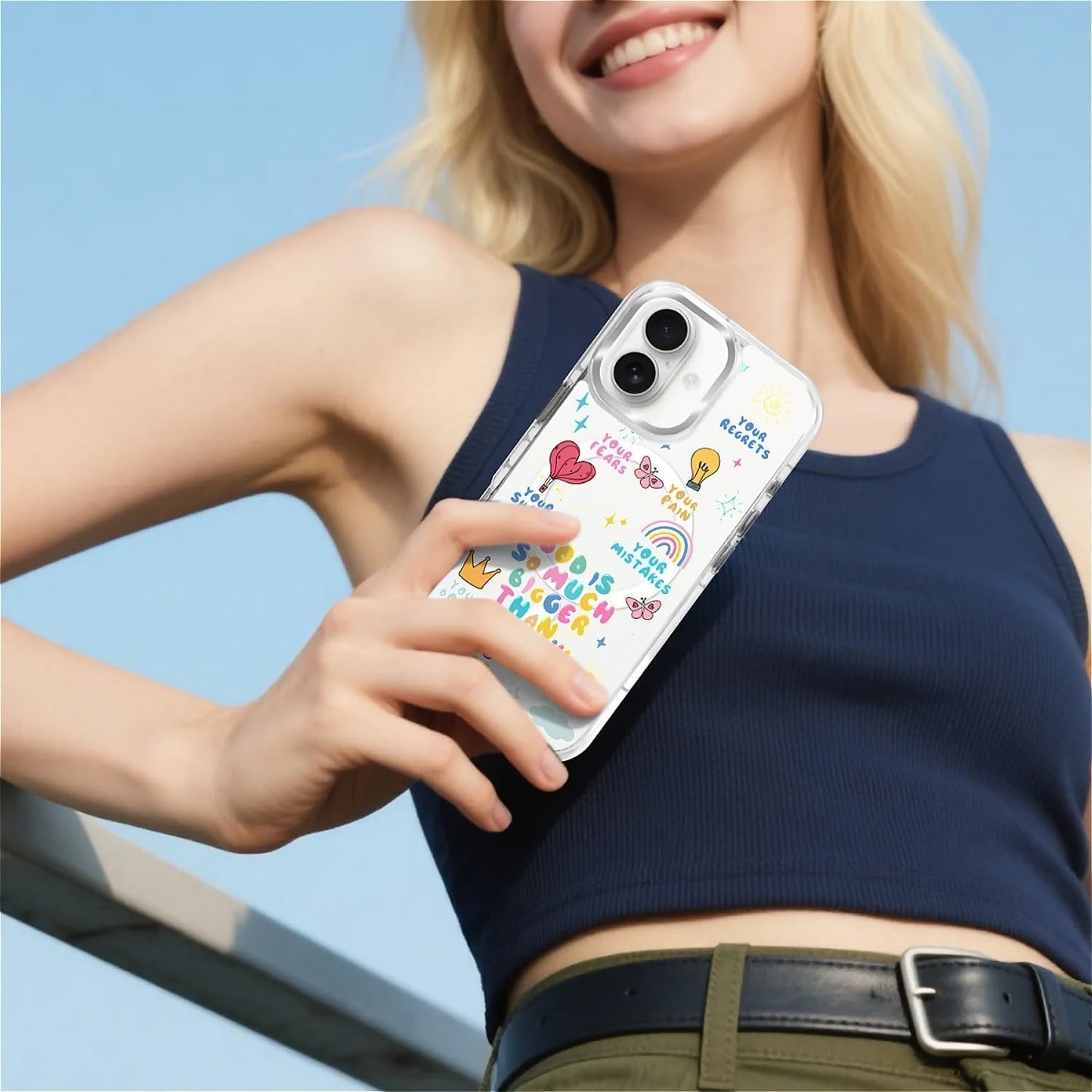 for iPhone 17 Pro Max Case [Compatible with Magsafe],Girls Women Clear Magnetic Case Silicone Shockproof Protective Cover with Pattern Colorful Motivational Letters