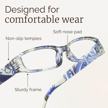 Gaoye 4-Pack Readers for Women, Blue Light Blocking Reading Glasses, Stylish Reading Glasses for Women in 4 Patterns