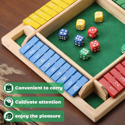 Shut The Box Game, 1-4 Players, Classic 8Dice Closed-Box, Improves Mathematical Skills, Suitable for Families, classrooms, and Gatherings (8.74 * 8.74 inches, Vibrant Colors)