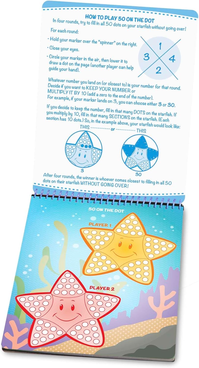 Melissa & Doug Write-On Reusable Games Activity Book - Travel Games and Kids Games With Dry Erase Markers for Kids, Road Trip Activities for Kids, Ages 6+ - FSC Certified
