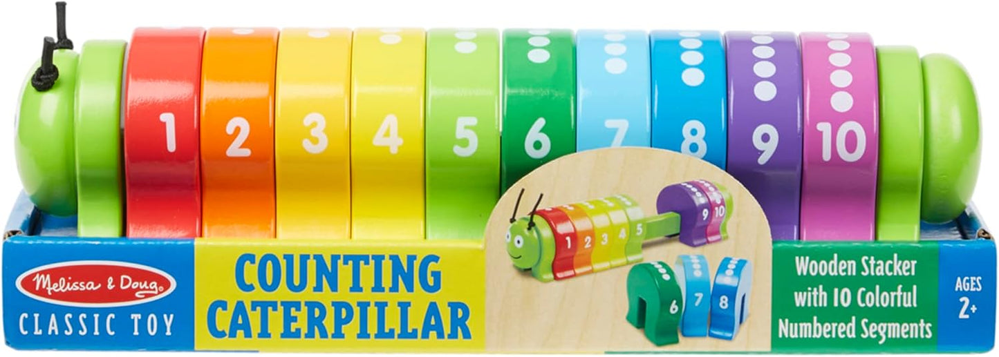 Melissa & Doug Counting Caterpillar - Classic Wooden Toy with 10 Colorful Numbered Segments