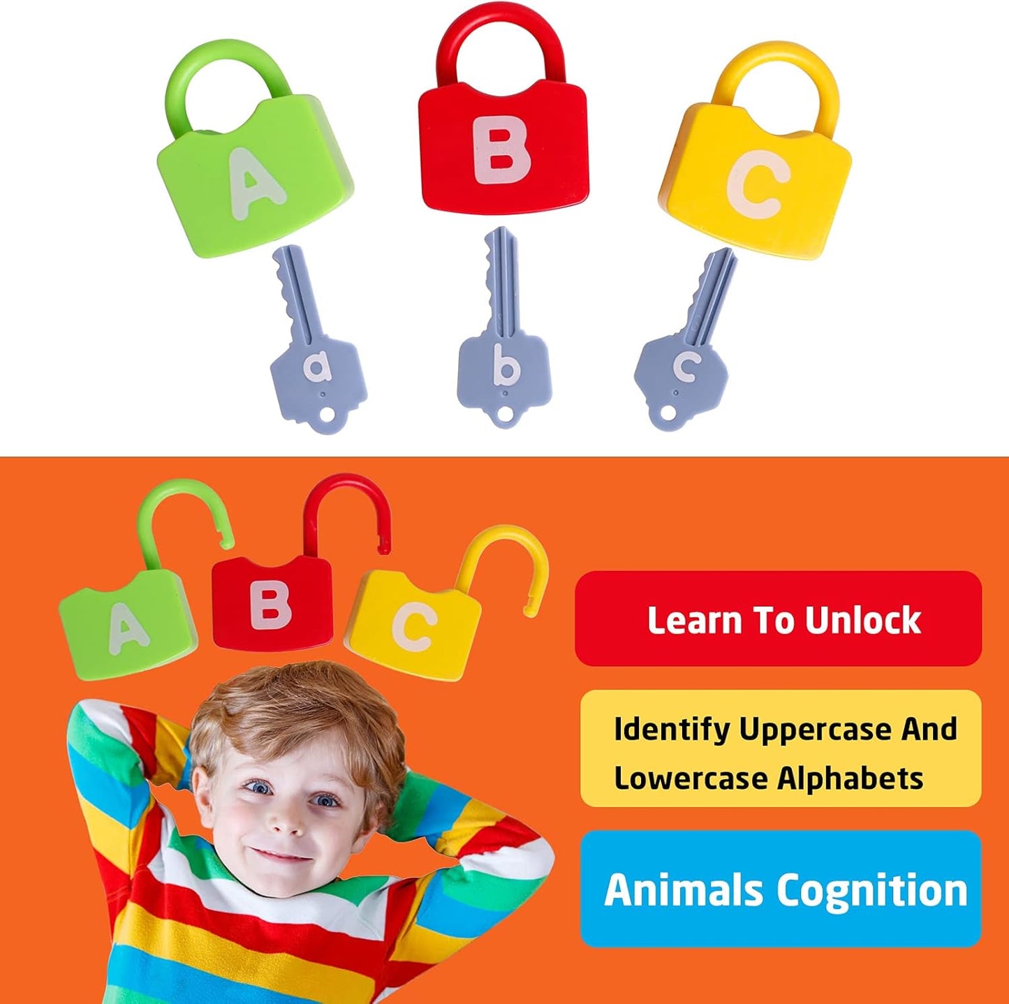 Dinhon Kids Learning Locks with Keys Numbers Matching & Counting Montessori Educational Toys for Ages 3 4 5 Boys and Girls Preschool Games Gifts