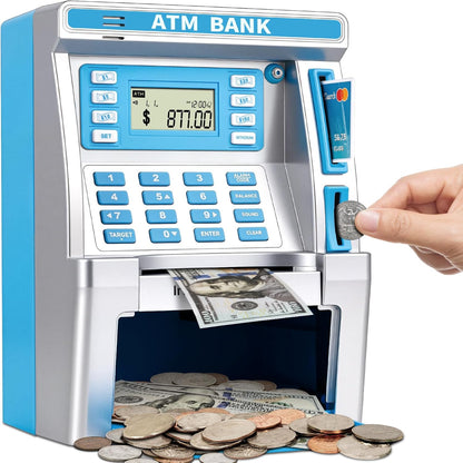 BAODLON Piggy Bank for Kids, ATM Machine Bank for Real Money with Debit Card, Bill Feeder, Coin Recognition, Balance Calculator, Electronic Savings Safe Box, Cool Stuff Toys Gifts for Teen Boys Girls