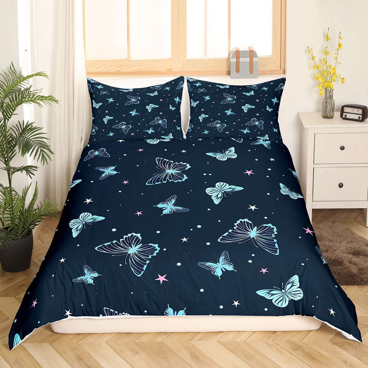 Drum Kit Duvet Cover,Kids Musical Instruments Bedding Set,Rock Music Comforter Cover for Boys Girls Room Decor,Neon Lighting Lightweight Bedspread Cover Twin Size with 1 Pillow Case(No Comforter)