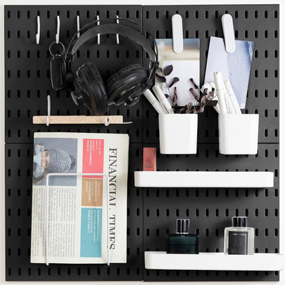 MULSAME Pegboard Combination Kit, Wall Mounted Storage Set with 4 Pegboards & 14 Accessories Hanging, White Peg Boards Organizer for Walls Display, Crafts Organization, Kitchen Organizer, 22" x 22"